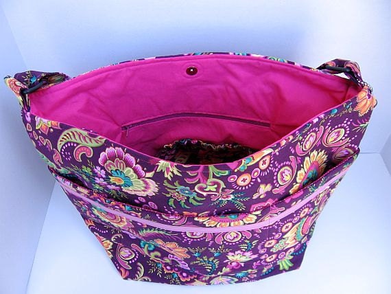 Girls Diaper Bag Maroon-Pink  / Changing Pad  /  Messenger Bag  / Large Tote
