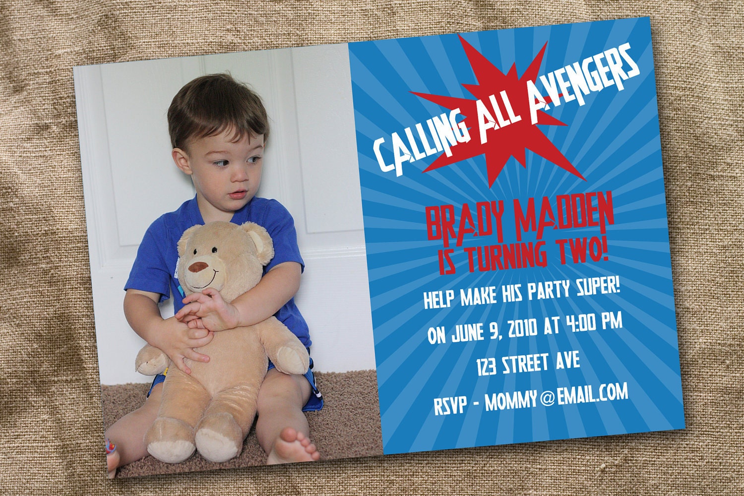 The Avengers birthday invitation