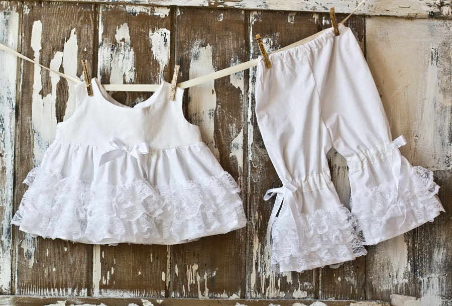 Ruffles Galore White Bloomer Set