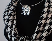 Elephant Choker Necklace & Pin-BCS Champion Alabama's Big Al - Silver Choker Bangle Necklace Embellished with Crimson Crystal Eyes