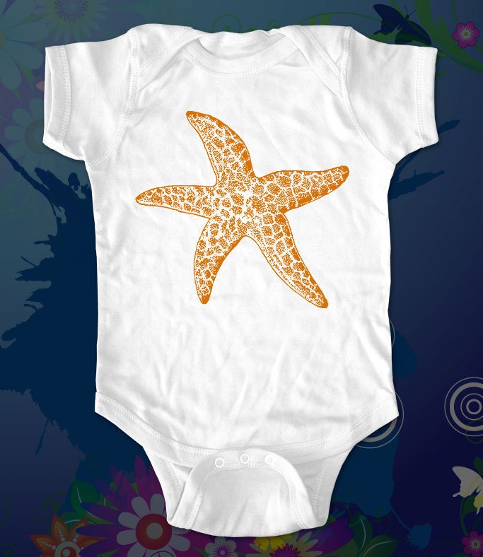 starfish shell 9 - graphic printed on Infant Baby Onesie, Infant Tee, Toddler T-Shirts - Many sizes