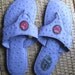 Purple Ostrich Leather Print Sandals with Cherry Insert