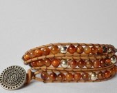 Bohemian bracelet, gypsy bracelet, boho hippie, southwest gypsy, stacker bracelet, southwest chic, leather bracelet, Tiger's Eye (WB20)