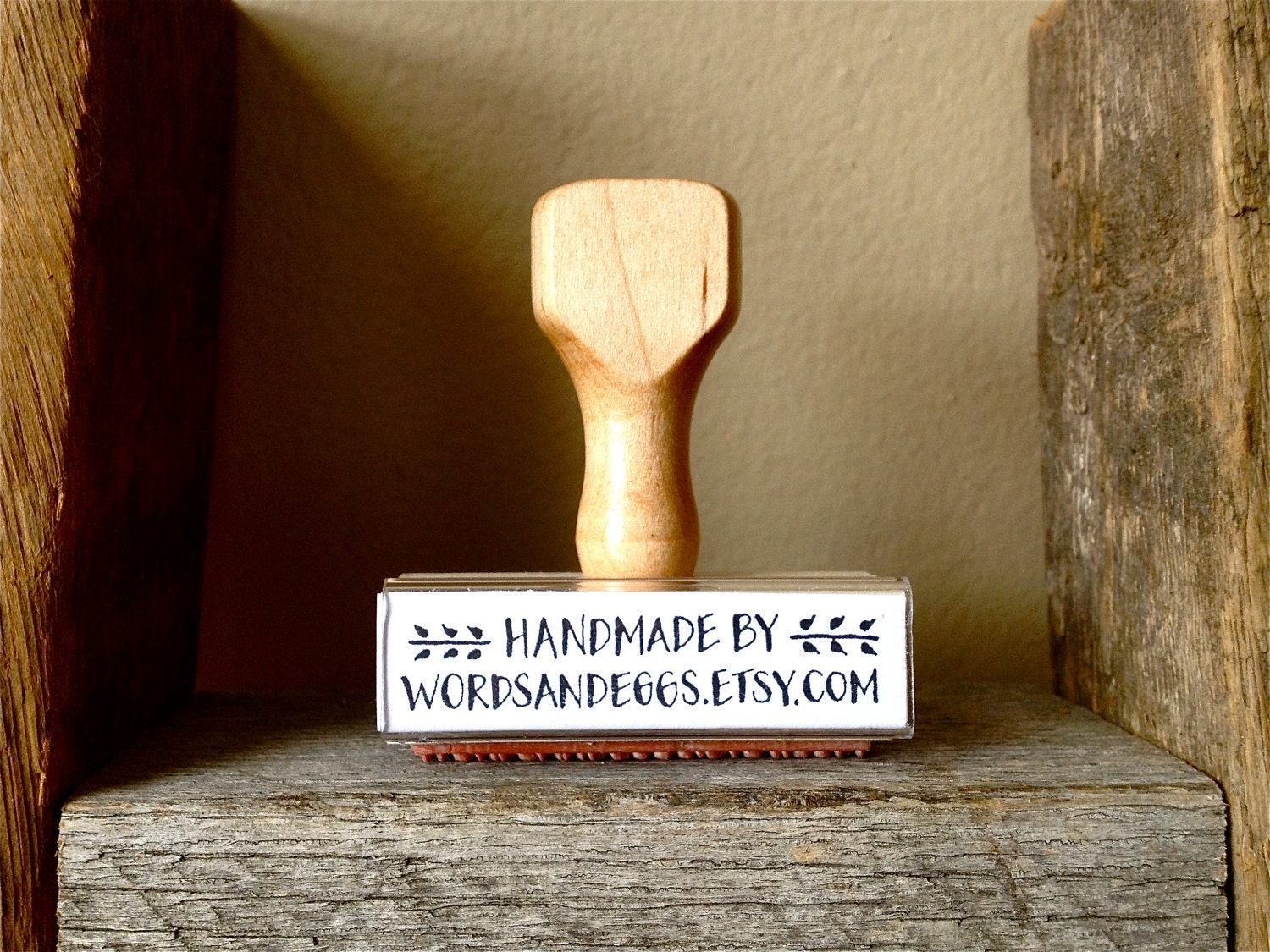 SHOP NAME STAMP - Branding, Company, Custom - "Handmade By" - Wooden Handle