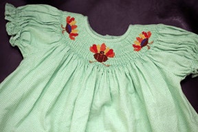 Baby Thanksgiving Dress on Vintage Baby Smocked Turkey Dress By Newfashioned On Etsy