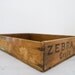 vintage industrial shallow wooden crate/box - zebra grate polish