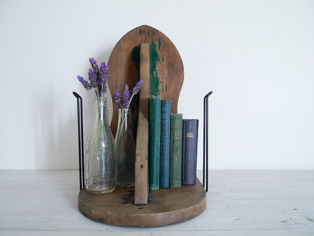 vintage chippy green book or boot stand