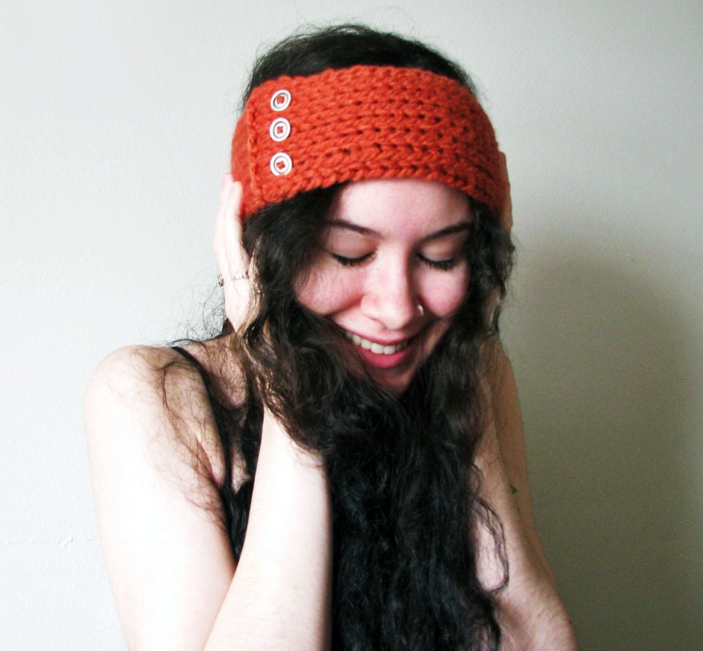 Burnt Orange Autumn Ear Warmer Winter Headband