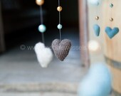 Set of 3 Hearts Hand Knit Decor