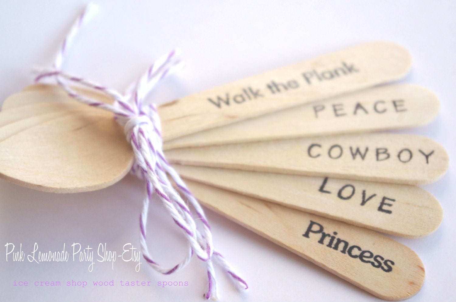 12 ICe CReaM SHoP WooD TaSTeR SPooNs-12ct--use with mini ice cream cups-ice cream sundaes-weddings-birthday parties--handstamped Il_170x135