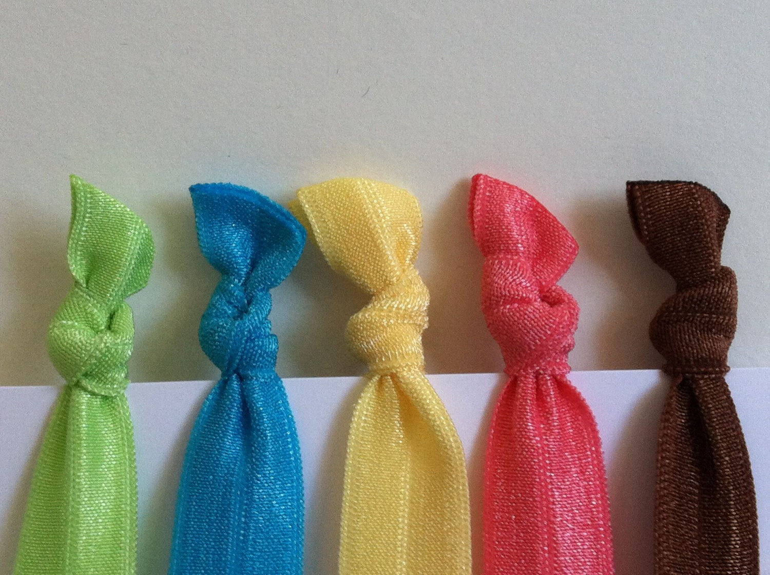 Tropical Colors Knotted Elastic Hair Ribbons - Set of 5 - Anthropologie Inspired Elastic Hair Ties
