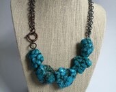 Turquoise Chunks and Copper Chain Necklace