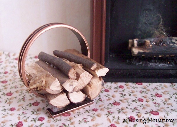 LAST ONE Firewood Hoop in Copper Finish in 1 Inch Scale for Dollhouse Miniature Roombox