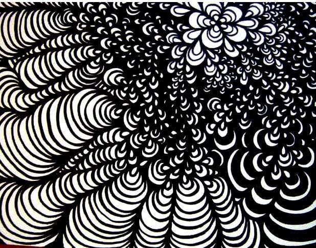 Sharpie doodle flower black & white ART