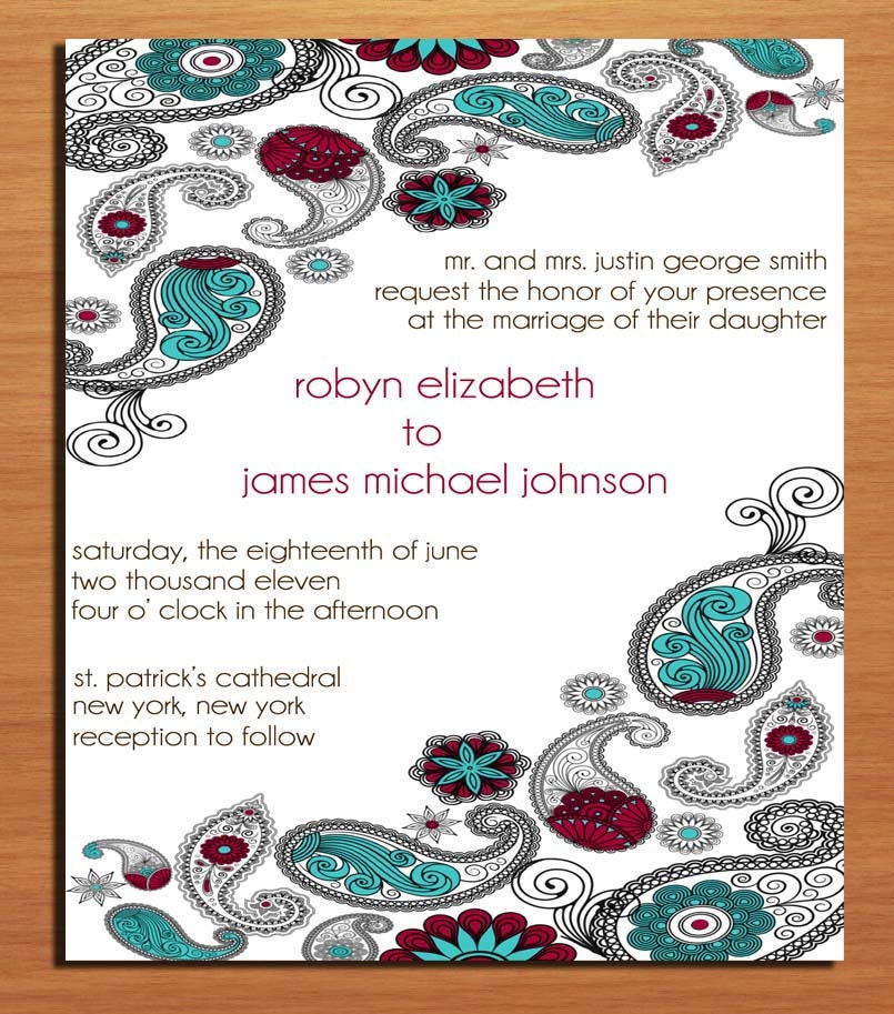Paisley Wedding Invitation PRINTABLE / DIY