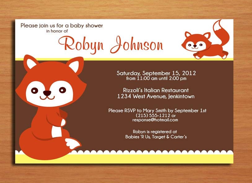 Little Fox / Baby Shower Invitation Cards by Sapphiredigitalworks
