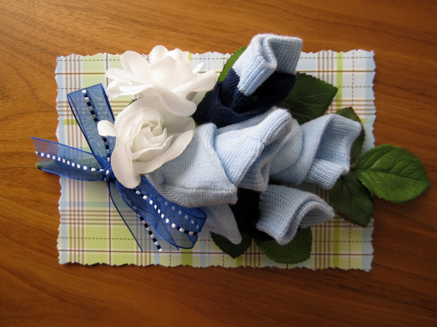 Baby shower corsage - baby bootie corsage - boy