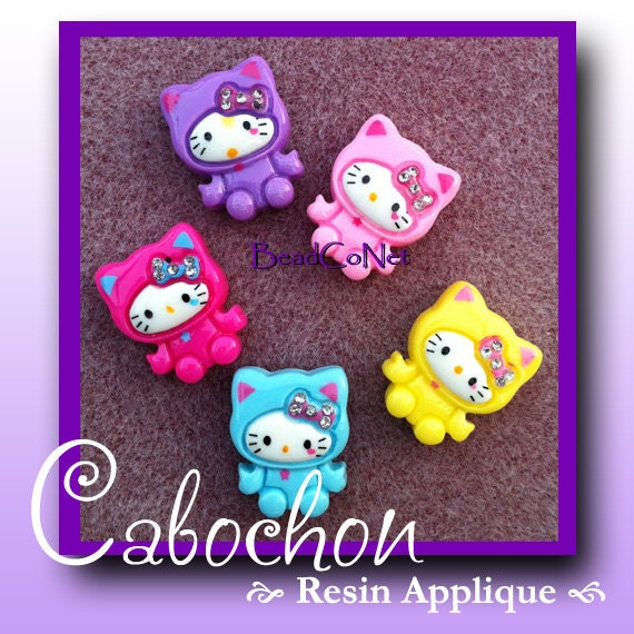 Hello Kitty Flat Back Resin Cabochon (5 Pieces) ( Yellow Color Only )