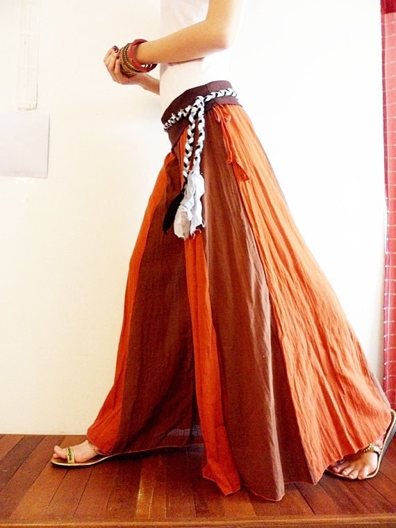 Design Cotton Pants Two Tone Dark Orange Fusion Brown Artist