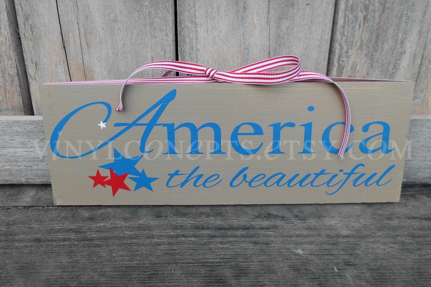 America the Beautiful Home Decor Wood Block