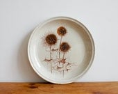 Vintage SARREGUEMINES Plate // 1970 french // handpainted thistle design // rustic brown rust  // french country