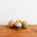 vintage french wood balls for lawn bowling, set of 4, children's toy from the 70's