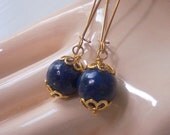Lapis Lazuli Dangle Earrings Long Earring
