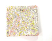 Wedding Mens Pocket Square Kamal Khan- Pink, gold and grey/blue paisley