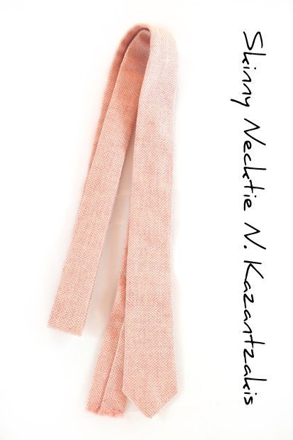 Wedding Mens Tie Skinny Necktie Nikos Kazantzakis- Laid-Back necktie- pink wool