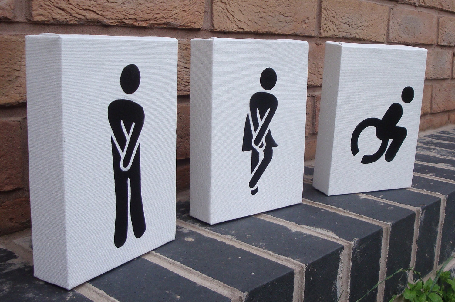 Funny Toilet / Restroom / WC Signs (3 Canvas)
