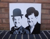 Laurel & Hardy - Painting Spraypainted Stencil on Canvas
