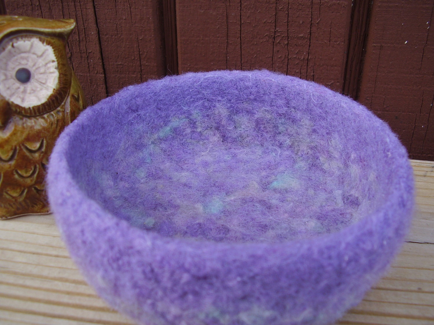 felted wool treasure bowl violet mix container