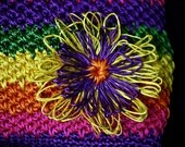 Purse: Striped Fique Handbag with Vibrant Colorful Stripes and Fique Flower
