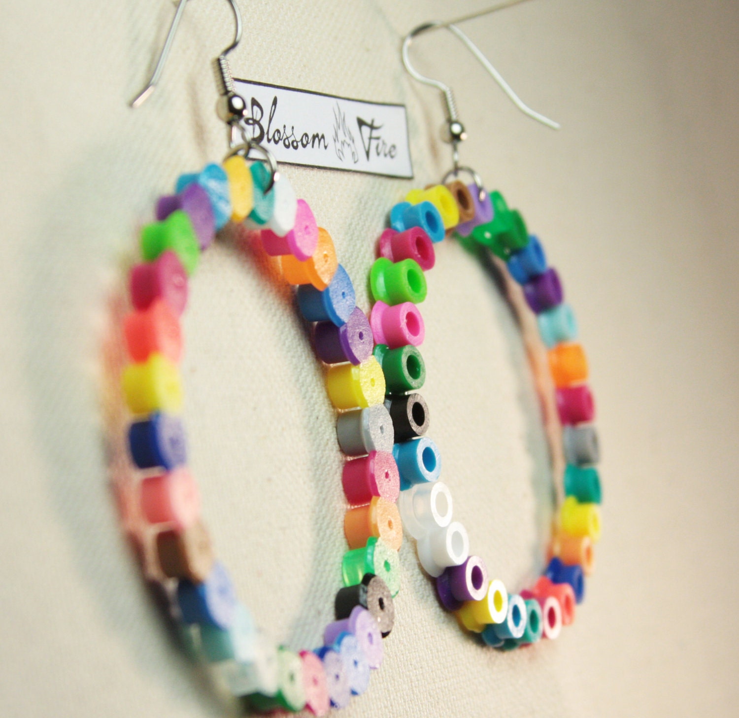 Multi Colored Perler Hoop Earrings