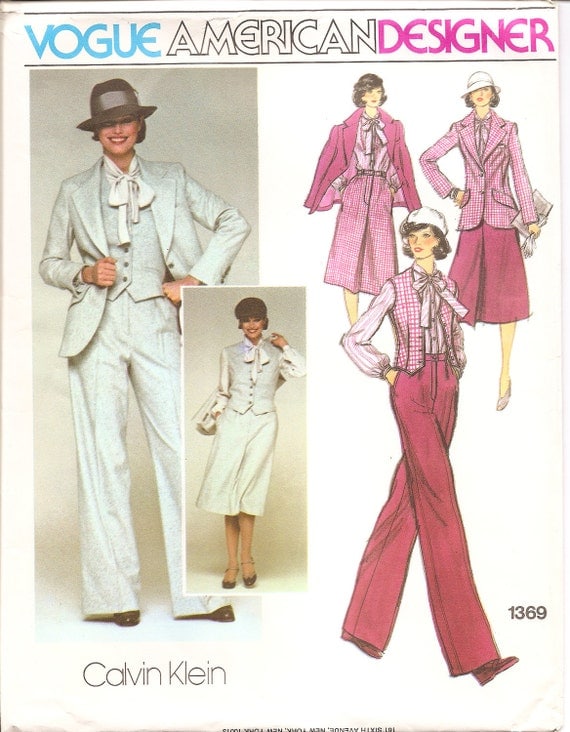 1970s Calvin Klein pattern, Vogue 1369