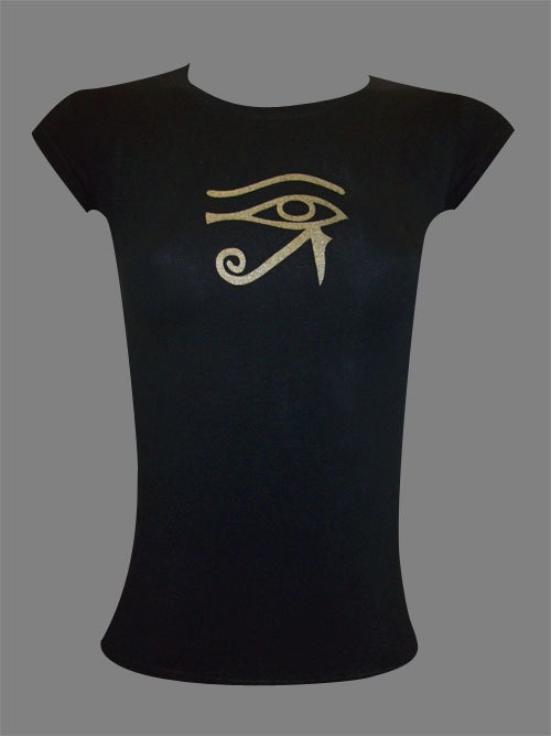 Womens Black Shirt  "Gold Eye of Horus" Woman Size Small, Medium, Large, XL, 2XL, 3XL
