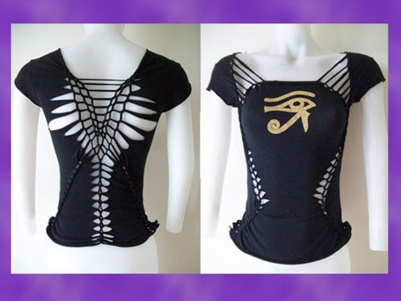 Junior / Womens Top Special Cut Shirt Series "Golden Eye of Horus" Womans Size Small, Medium, Large, XL, 2XL, 3XL