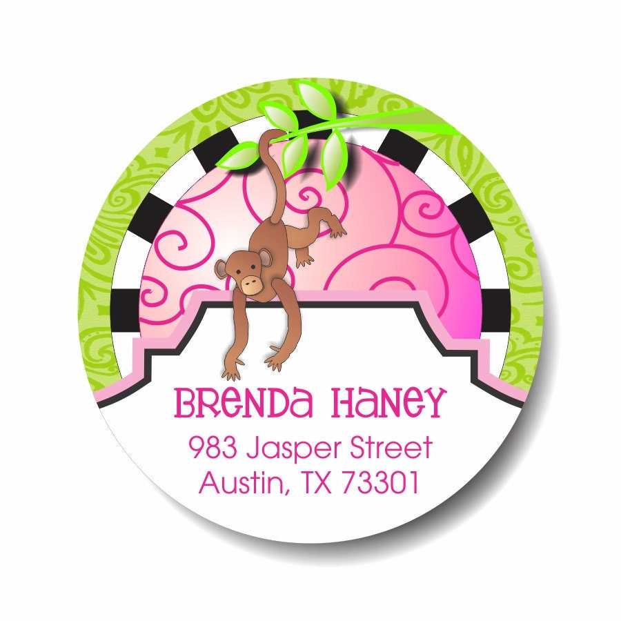 Monkey Personalized Address Labels Stickers / Mod Monkey