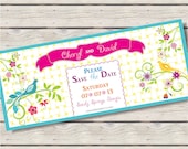 Birds of Paradise Save the Date 4x9 Announcement