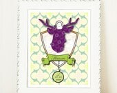 Deer Head Family Name Art Print / Established / Crest / Wedding Name