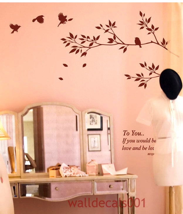 Kids Wall Decal Wall Sticker Tree with Birds Decals  -lovely tree branches with birds
