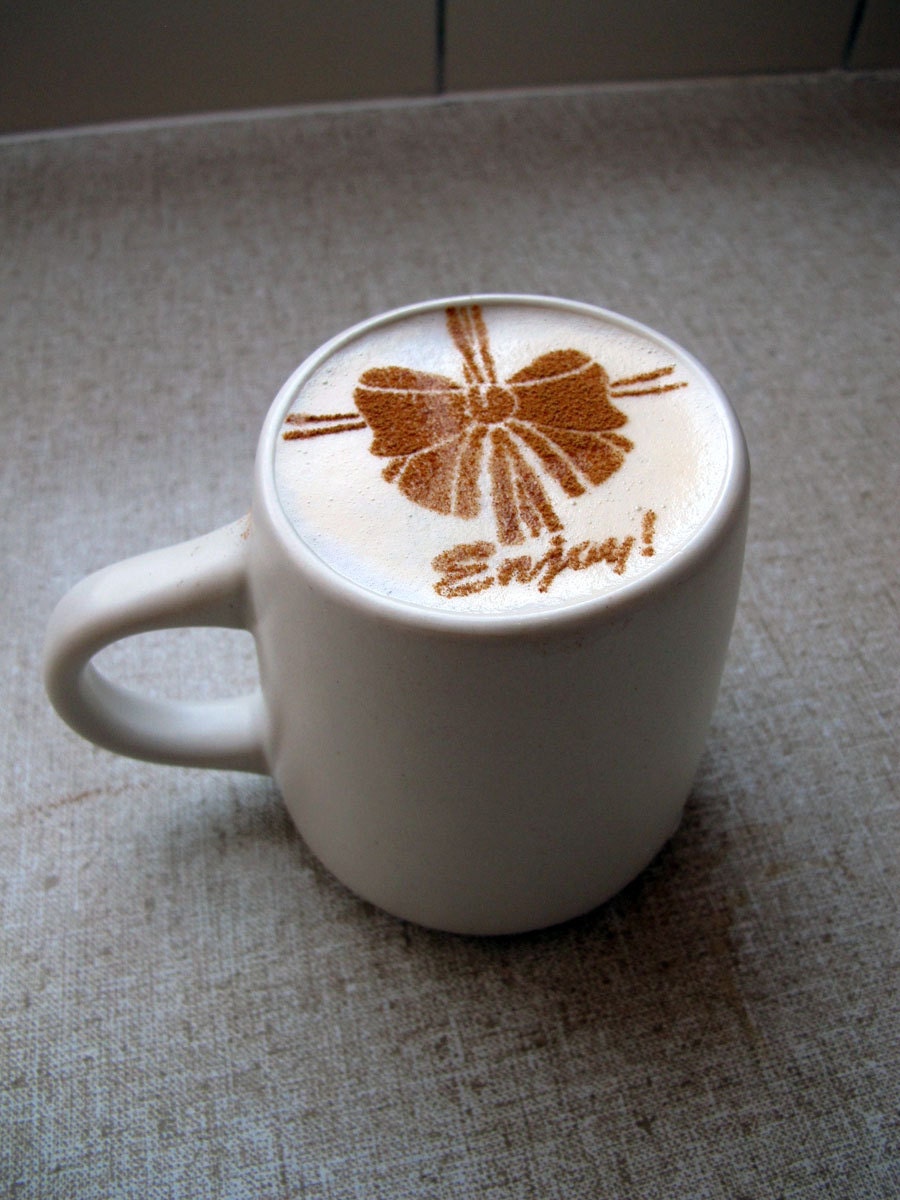 Coffee STENCIL - Beautiful Life - Ribbon, Bow, Gift, Elegant