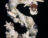 Violet themed - Letter S embellished with Shells and Jewels