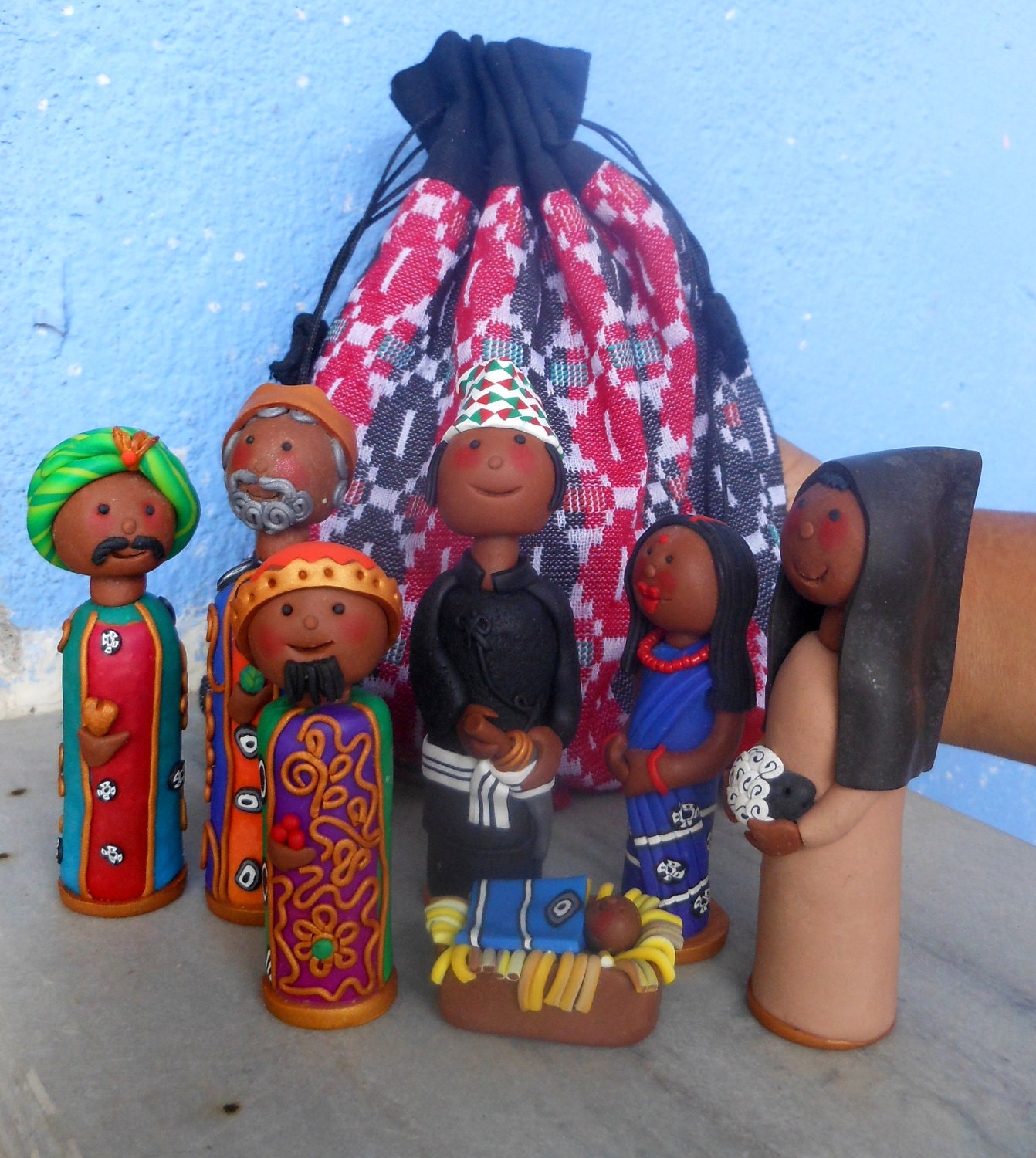 Nepalese Hand Crafted Polymer Nativity Scene