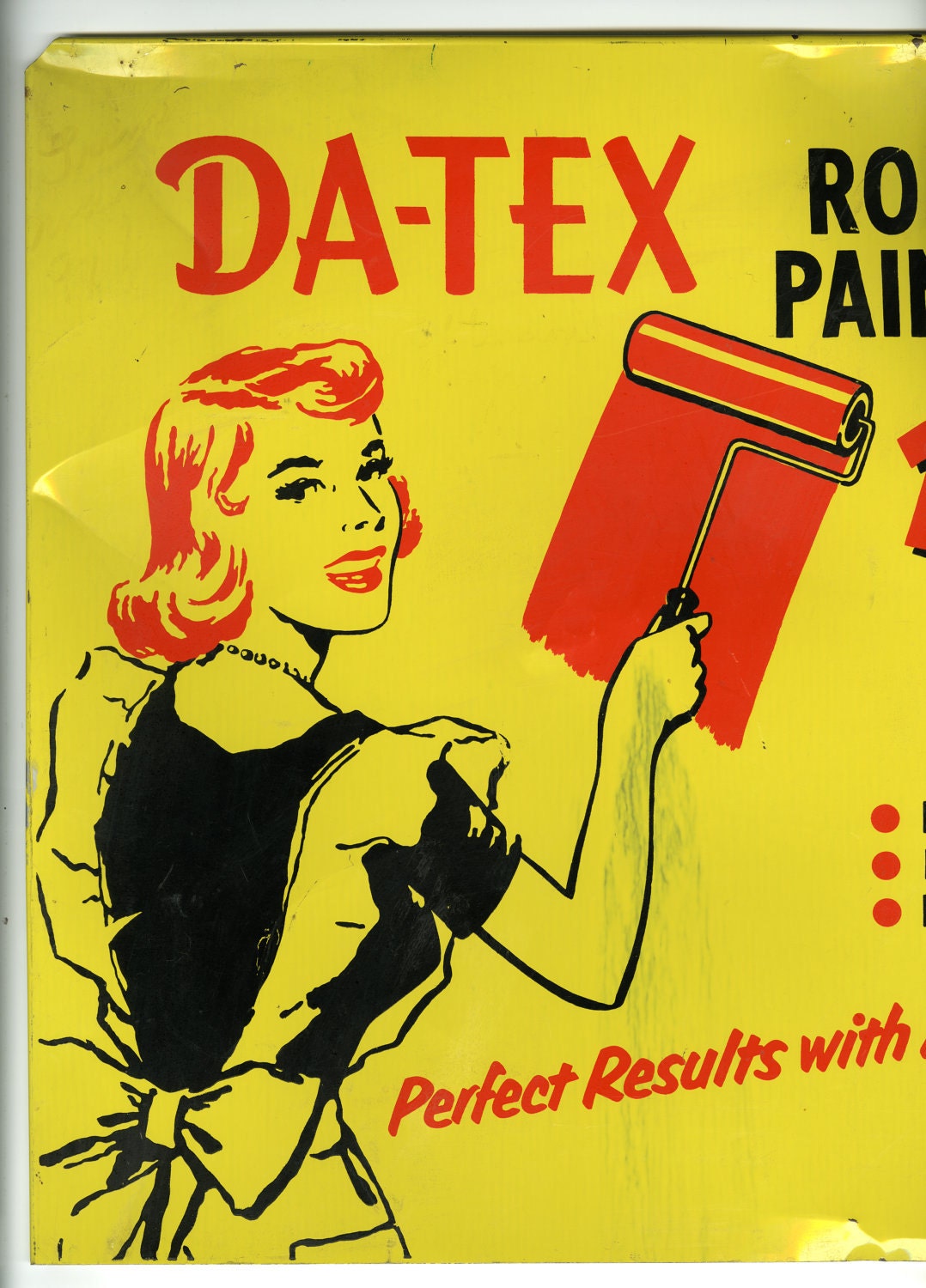 Da-Tex Roller Painters Display Sign Vintage Mad Men Advertising Collectable Americana Pin Up Housewife