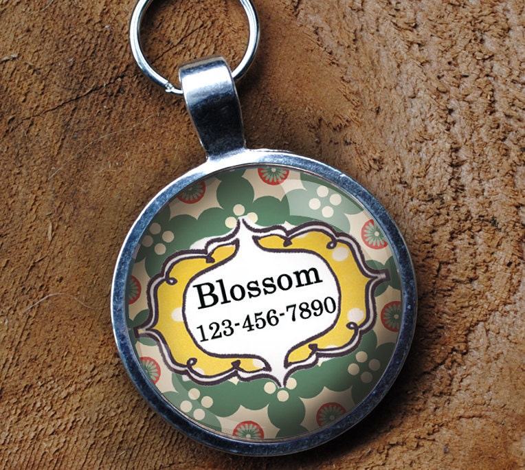 Sage green Pet iD Tag pastel colorful round Dog Tag 35mm round -  by California Mutts