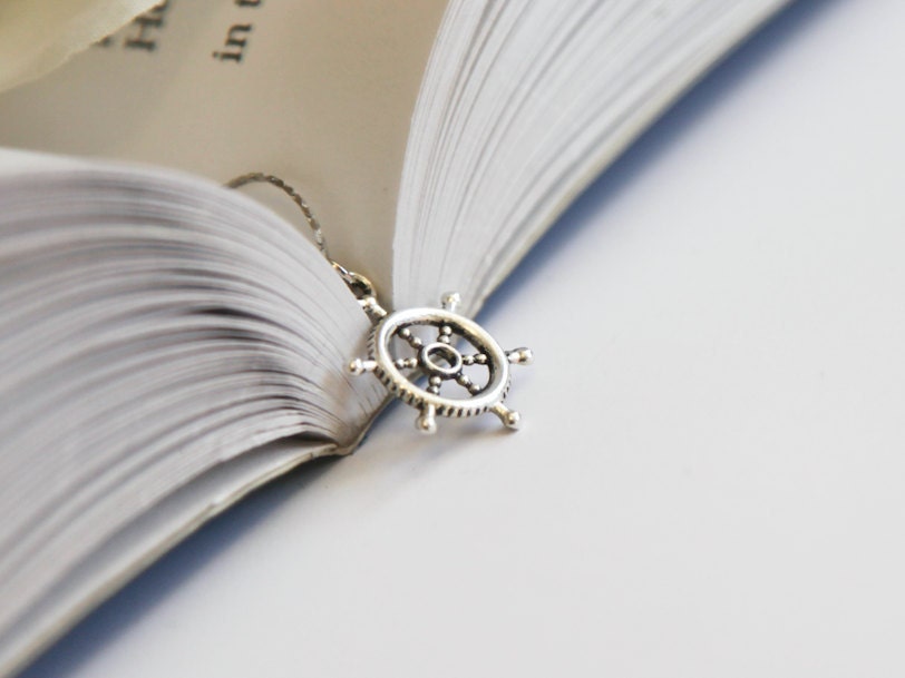 Helm Wheel Necklace- Pirate Ship- Boat Helm Charm Necklace- 925 Sterling Silver Chain
