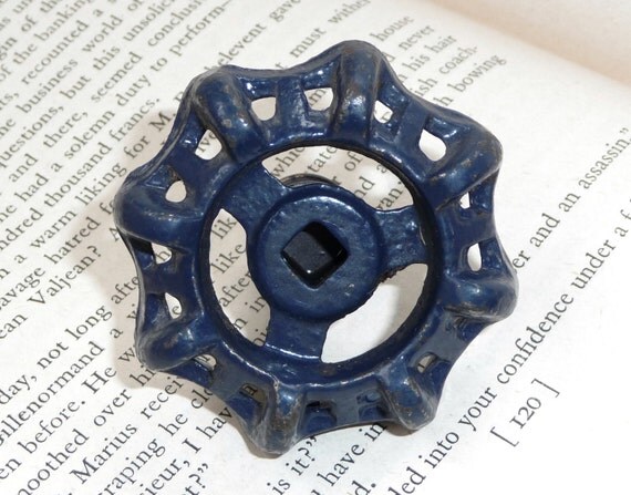Items similar to Vintage Salvage Water Valve Knob Navy Blue on Etsy