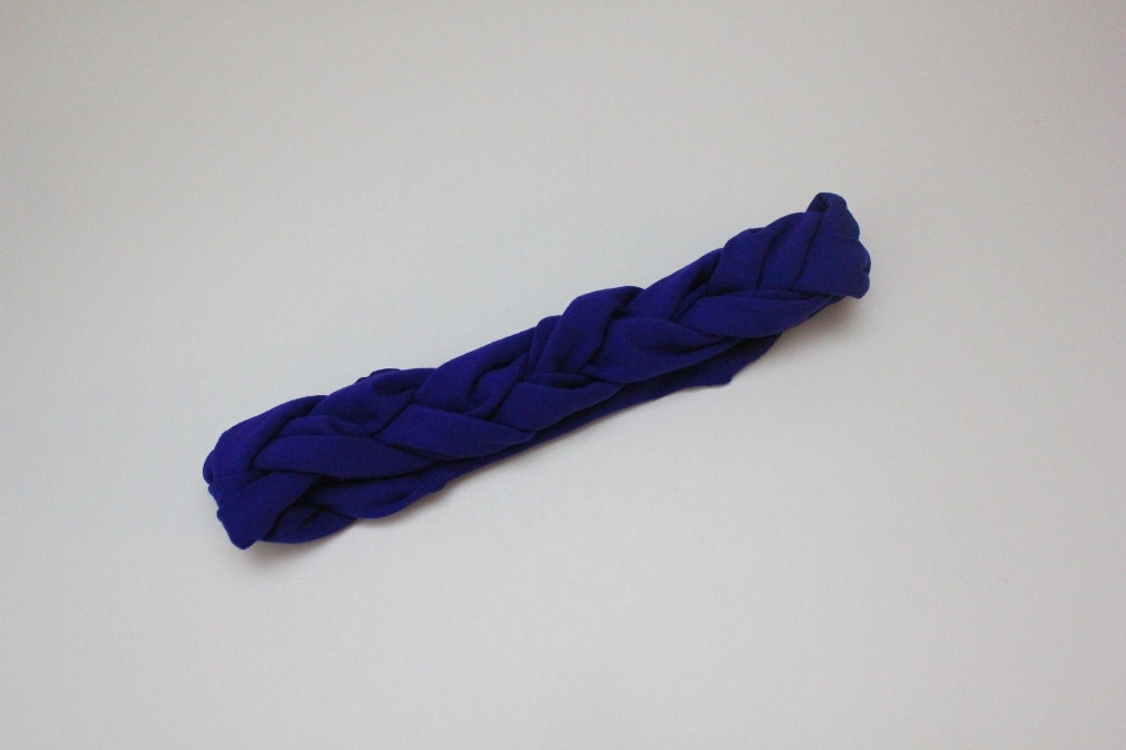 Eco Friendly Cobalt Blue Braid Headband Braided Yoga Turban Scarf Hairband Urban Turban Hair Band Head Wrap