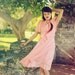 Vintage 1950s/60s Peach Coral Pastel Chiffon Garden Party Dress